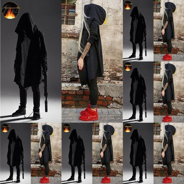 

личность середине длинного свитера зимнего плащ балахон пальто hoodiedark большого толстовку loverscloaks мужское и модные пальто женских bc, Black