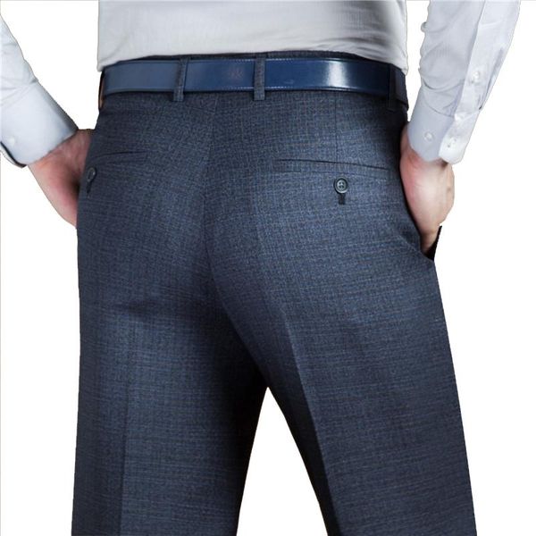 

mu yuan yang 50% off men' s silk suit pants 40 42 44 business casual long pants middle-aged for man straight work trousers, White;black