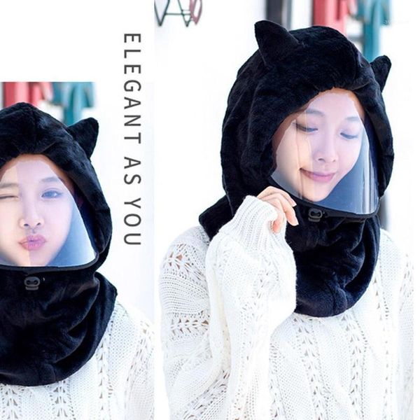 

cycling windproof hat full protective face wear clear hooded use removable outdoor hat reusable v7s31, Blue;gray