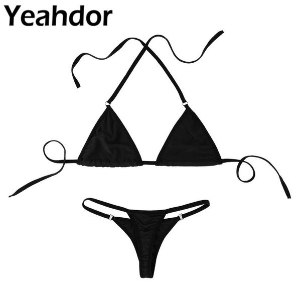 

bras sets lingerie set for women halter neck mini micro bikini bra with g-string briefs underwear bathing suit beachwear, Red;black