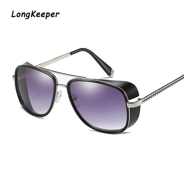 

brand long pilot sunglasses men mirror oversized steampunk sun glasses for women driving glasses frame clear metal goggles uv400, White;black
