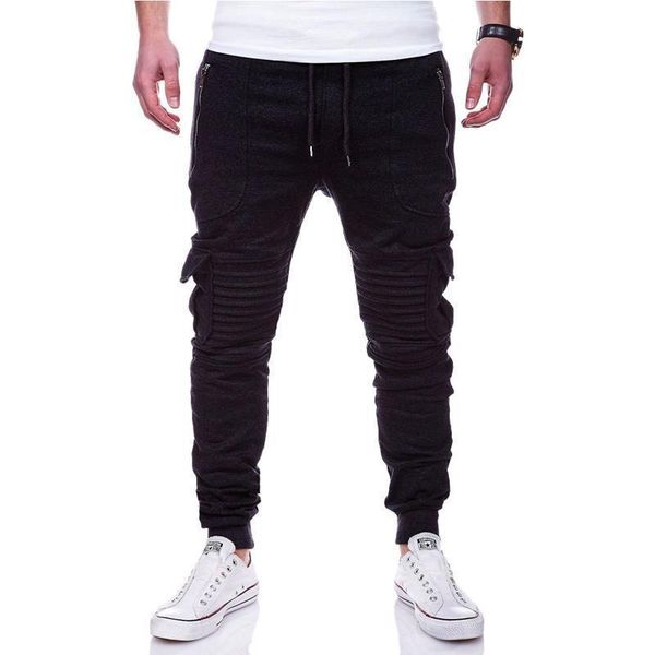 

2021 new mens jogger autumn street fashion skinny sweatpants sports wear gym pants men 7qxl, Black