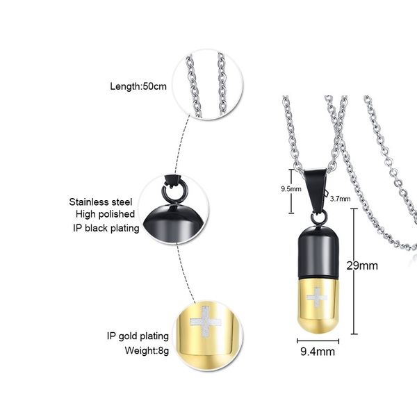 

ruiyi c7 necklace sell popular single man 29mm capsule shape gold color lover gift women jewelry 201013, Silver