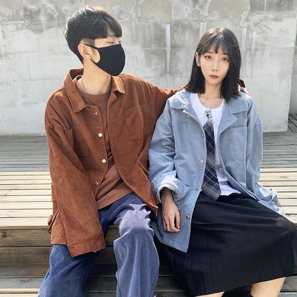 

men's jackets 2021 autumn korean version of european and american style casual loose corduroy jacket coat large size1, Black;brown