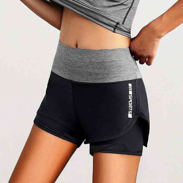 

womens fitness shorts athletic workout active sports shorts casual pocket stretch double layer running, White;black