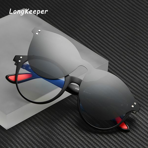 

vintage polarized sunglasses round prescription glasses frame clear lens myopia clip on glasses cool goggle gafas uv400, White;black