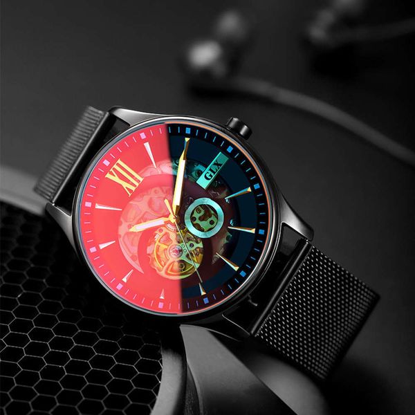 

men's automatic mechanical watch fashion trend watch waterproof leather leisure men's hollow mechanical watch, Slivery;brown