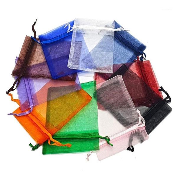 

gift wrap 50pcs/lot drawstring tulle bag bags 7*9 9*12 10*15cm organza jewelry packaging wedding with candy 5z1