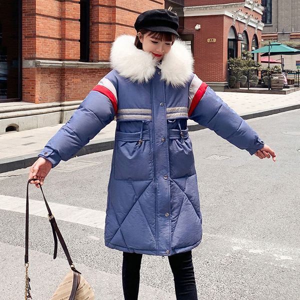 

2021 newarrival women winter jacket style oversize stripe female long hooded cotton padded warm thick coat y5kr, Black