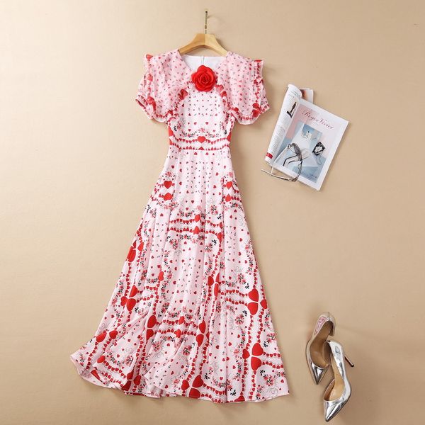 

130 xl 2021 spring summer brand same style dress long sleeve crew neck pink womens clothes flora print luxury fashion dress sh, Black