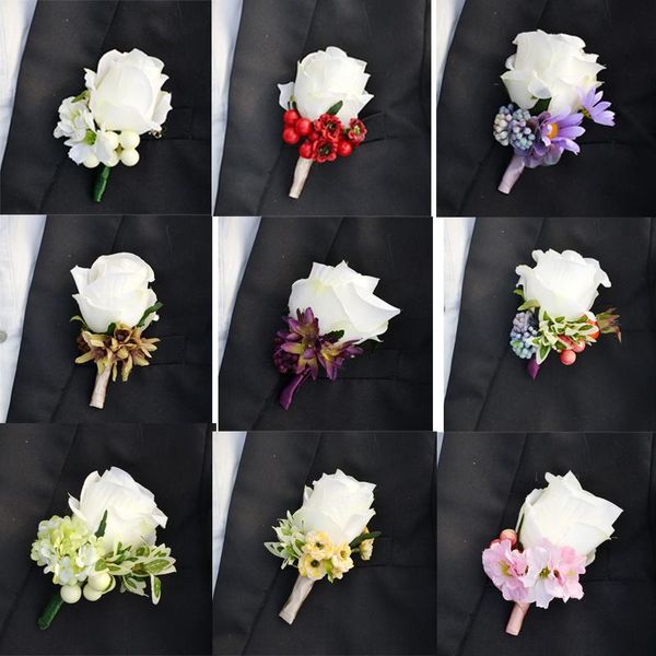 

decorative flowers & wreaths groom boutonniere artificial silk rose flower man suit for wedding party decoration