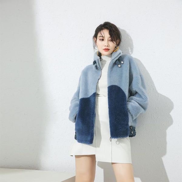 

sheep shearing coats 100% women winter warm fur outwear overcoat 2021 new long real fur coat female jacket abrigo mujer 19015, Black
