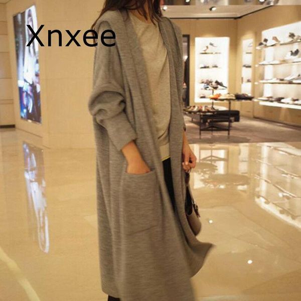 

women's trench coats sweater cardigan women long hooded plus size 3xl winter clothes korean style ladies coat fashion outwear knitted a, Tan;black