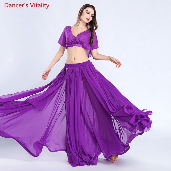 

new women's chiffon suit summer 2 pcs. belly dance skirt dancer performance costumes11 colors, Black;red