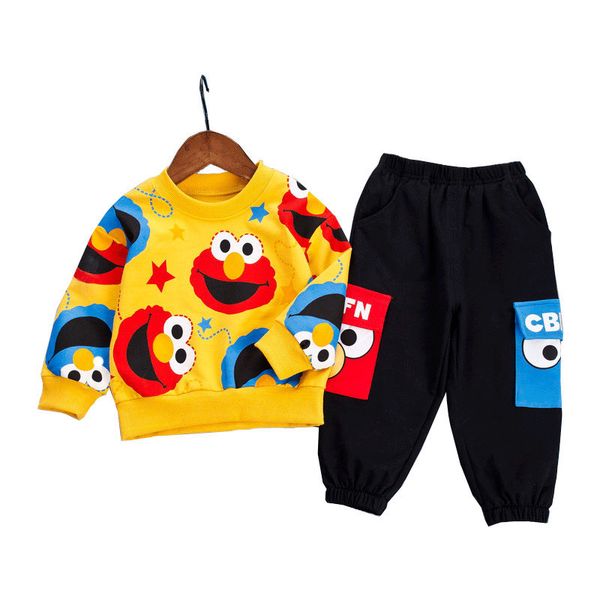 

spring baby boys girls casual clothes kids cartoon t-shirt pants 2pcs/sets infant cotton clothing set children fashion tracksuit lj200916, White