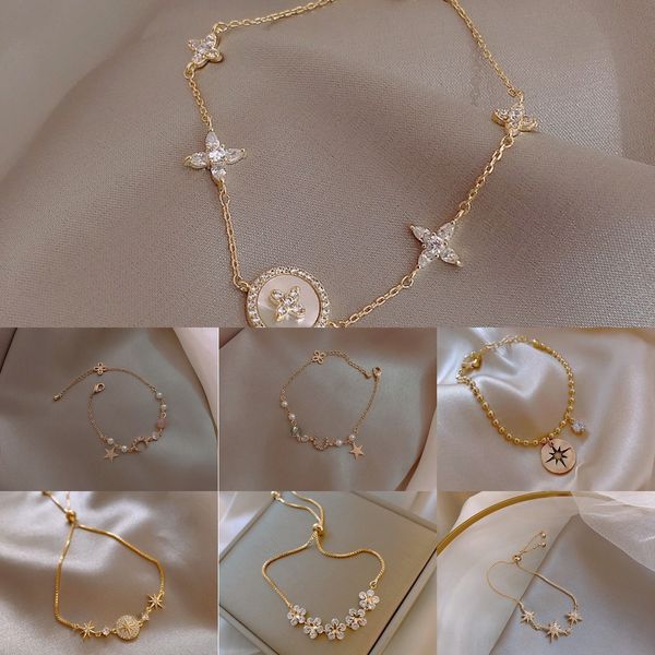 

fdp5c high sense braceletnational braceletbracelet women's net red bracelet version korean friend student's simple ins minority de, Golden;silver