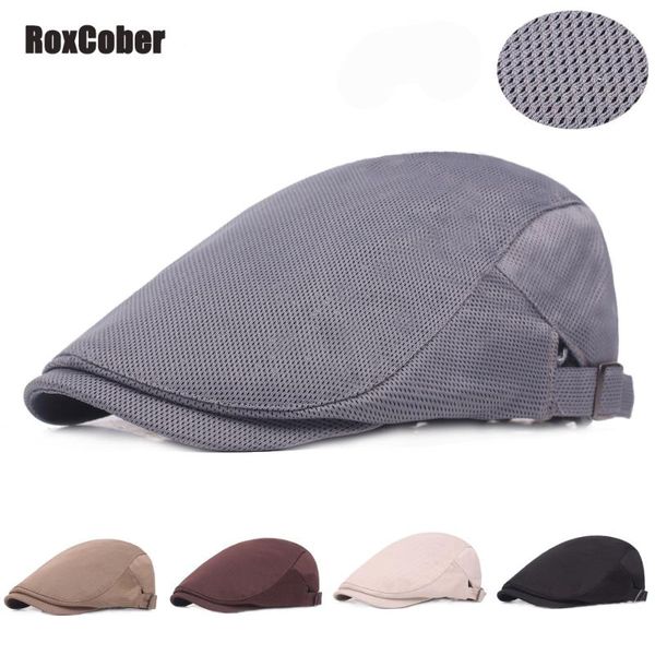 

sboy hats roxcober summer men women mesh breathable berets caps gatsby ivy golf flat cabbie hat chapeau homme pria, Blue;gray