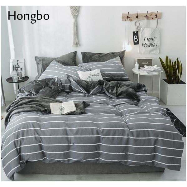 

hongbo striped duvet cover classic bedding set crystal flannel bed linen set simple geometric cotton flat sheet set bed f bbyddc