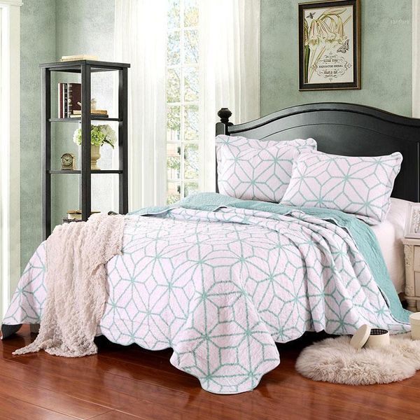 

quality bedspread quilt set 3pcs print quilted bedding wash cotton quilts aircondition bed cover king queen size coverlets1