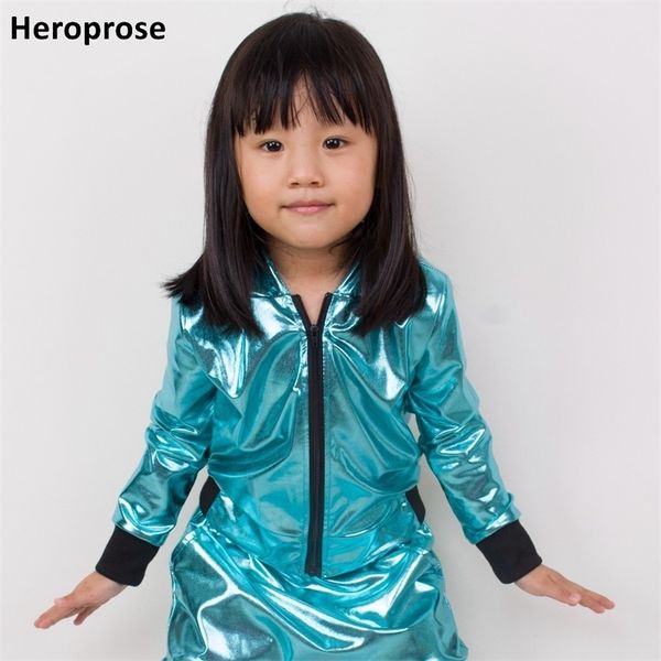 

spring autumn kids adults water blue bomber jacket stage performance wear paillette feminina casaco jazz hip hop dance coat y200901, Blue;gray