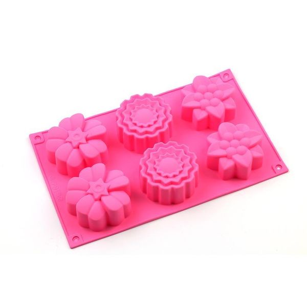 

6 holes flower shaped sile soap mould diy handmade candle cake baking soap moulds mold kitchen tools cake jllyir