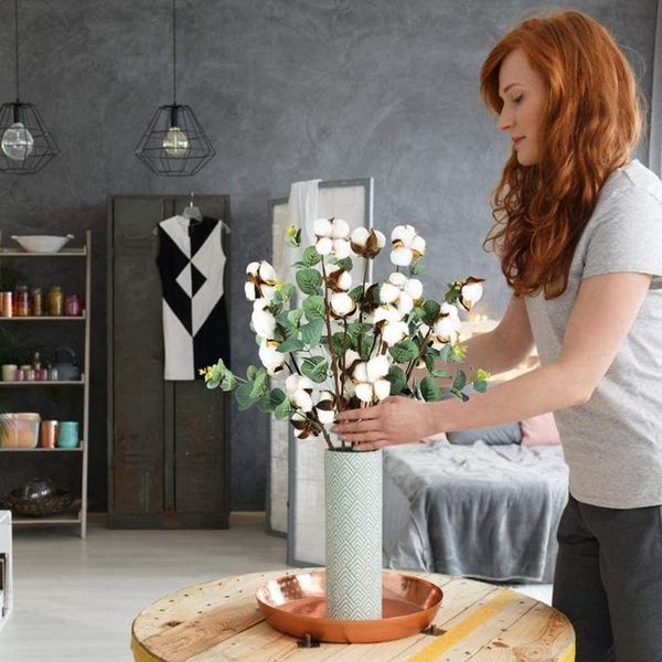 

dried cotton stems farmhouse artificial eucalyptus filler floral decor fake flower cotton bouquet diy garland home weddi jllxwz