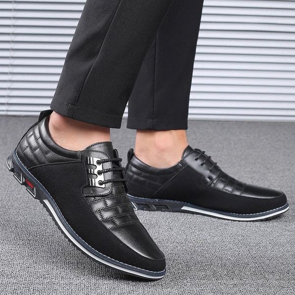 

men leather shoes brand fashion business shoes male formal wedding party casual genuine leather men loafers boat sneakers #bk9m, Black