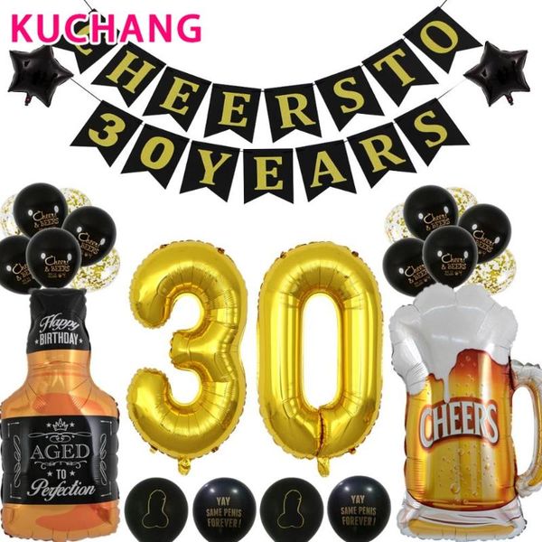 

10pcs 10inch cheers&beers 21 30 40 50 years latex balloon birthday wedding anniversary adults bachelor party decor supplies