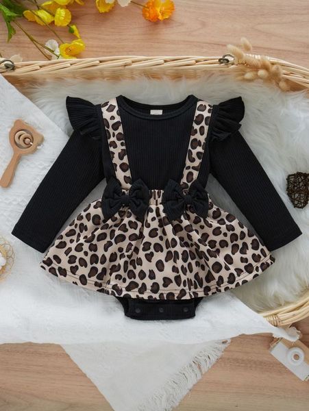 

baby girl leopard print bow front dress she, Red;yellow