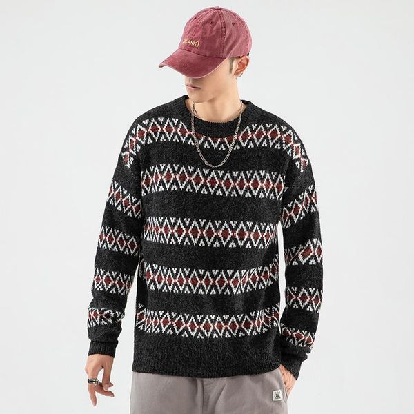 

fashion classic o-neck sweater men's oversize pull plus size -5xl 2021 long sleeves pullover for autumn spring winter1, White;black