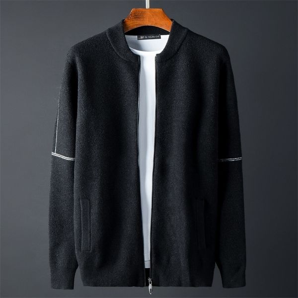 

minglu black stand collar sweater men luxury knitted solid color sweater male spring autumn slim fit sweaters man plus size 4xl 201105, White;black