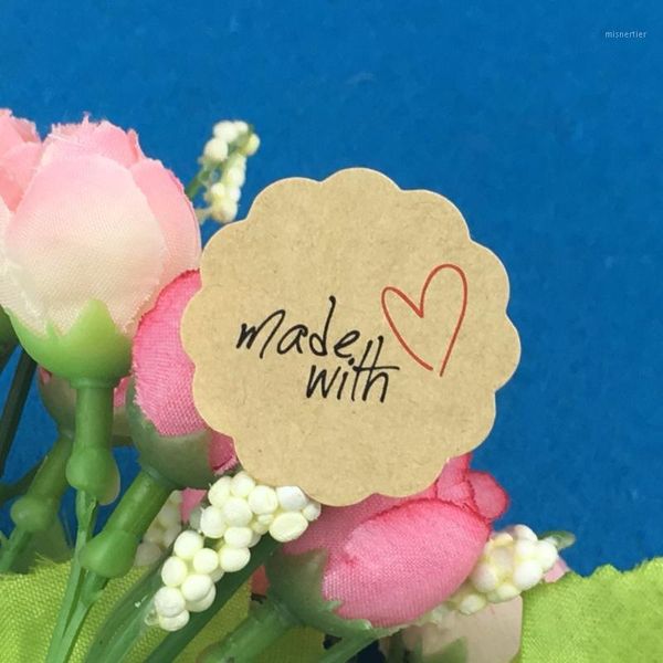 

gift wrap 3cm round kraft sticker labels handmade love sealing label stickers packing for cake/gifts/box/jewelry1