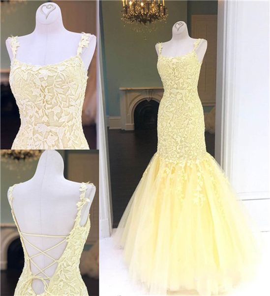 Lavender Lace Mermaid Dresses Evening Wear 2021 Spaghetti Floral Applique Open Back Zipper Prom Dress formal do partido do regresso a casa Plus Size