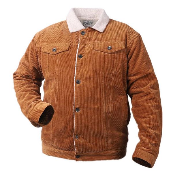 

seveyfan 2021 men's vintage corduroy jackets khaki army woolen jackets winter casual warm coat for male, Black