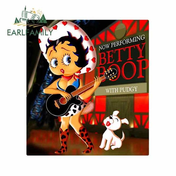 

earlfamily 13см x 11.7cm для betty boop поющих гитар водонепроницаемой наклейка виниловой wrap автомобилей 3d diy обычай печать автомобиль с