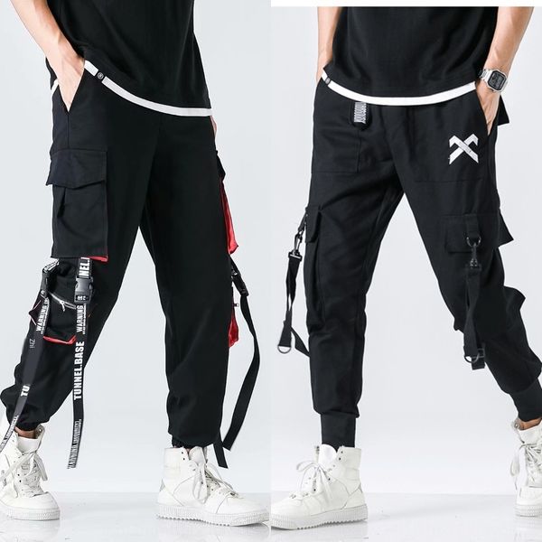

chaopai guochao personalized ribbon corset overalls overalls casual pantsmen hip hop pocket harem for small feet casual pants for men's, Blue