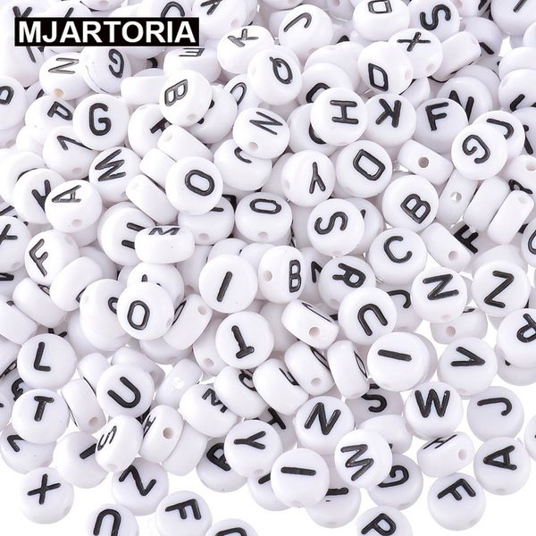

1000pcs white alphabet acrylic beads for jewelry making engraved letter beads fit diy women bracelets necklace findings 6mm y200730