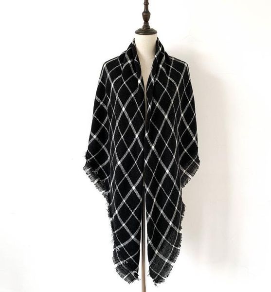 

2020 new autumn/winter black checked scarf scarves women scarf 1075, Blue;gray