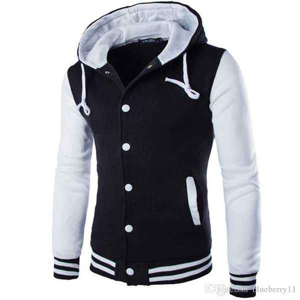 

veste hooded stylish jacket men winter autumn varsity fit brand baseball new jacekt college slim jacket homme rsldn, Black