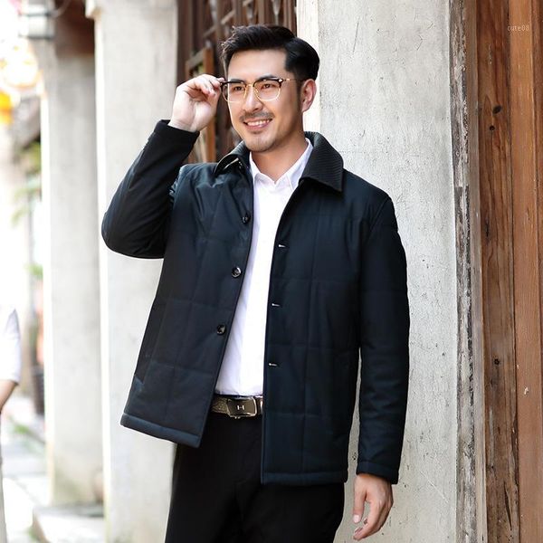 

men's down & parkas boutique wind collar winter middle aged and old age cotton clothes men's leisure padded jacket coat1, Black