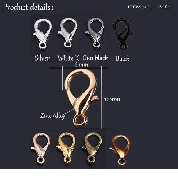 

50pcs/lot jewelry findings alloy lobster clasp hooks for jewelry making necklace bracelet chain diy supplies acc bbyrha, Silver