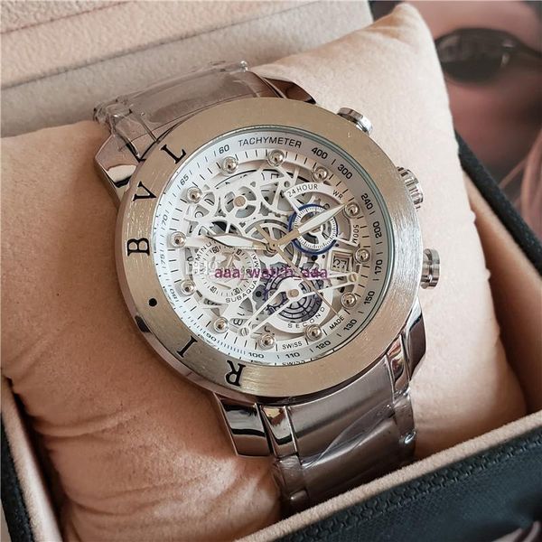

new style luxury mens watch small dial work all function chronograph watches designer diagono quartz wristwatches, Slivery;brown