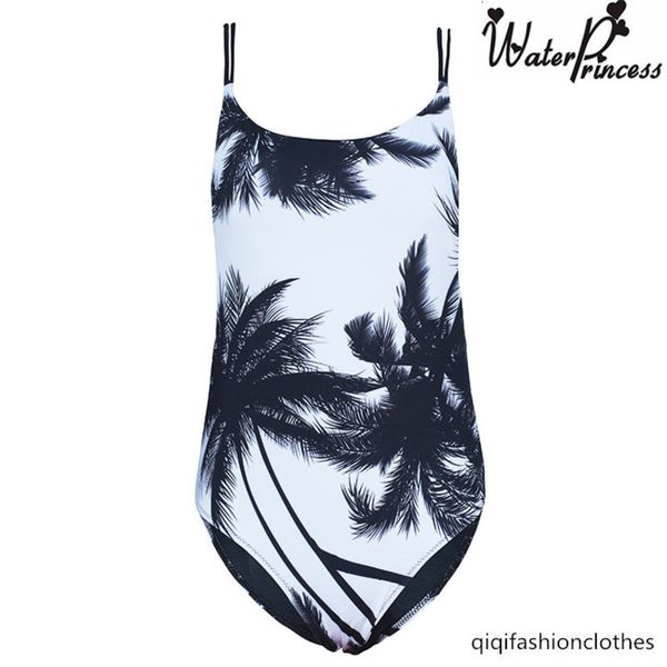 

outer unisexual open back coconut tree triangle one piece swimsuit, White;black