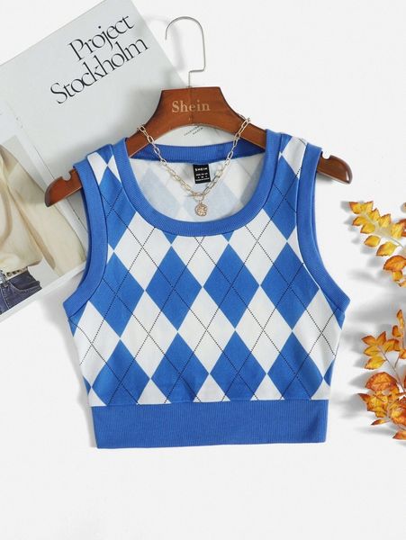 

argyle print tank n1q8#, White