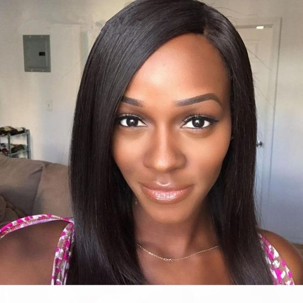 

4x4 straight silk base wig malaysian silk lace front wig glueless full lace human hair wigs, Black;brown