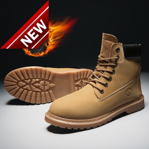 

2021 autumn and winter new warm martin british style elevated tooling motorcycle boots high men's shoes, Black