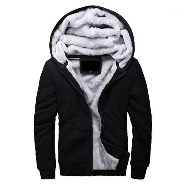 

wholesale- men's hooded casual brand hoodies clothing wool liner mens winter thickened warm coat male m-4xl sweatshirts outwear1, Black