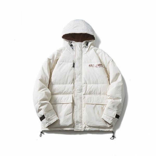 

puffer jacket 2020 winter hooded down jacket japanese original ins new national tide letter print men's jacket, Black