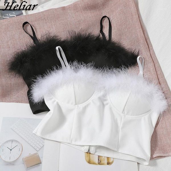 

heliar plush short camis women white crop zipper shoulder strap sweet bra ladies rock casual camisole1