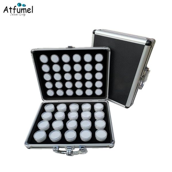 

metal locked frame diamond carry travel case with diamond box gemstone exhibition storage organizer stone jewelry display box, Pink;blue